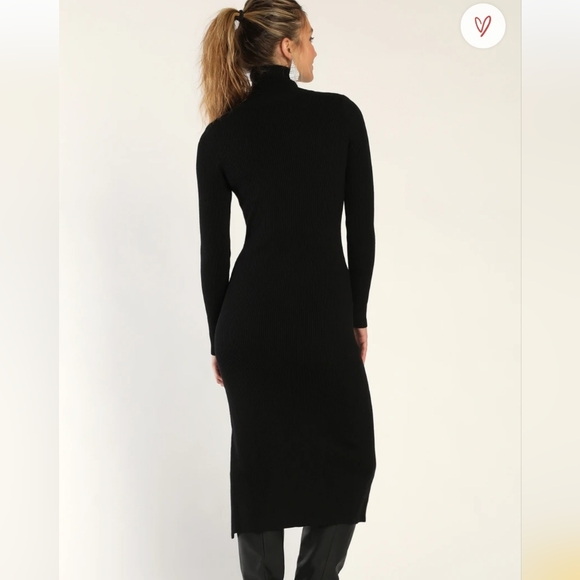 Lulus snuggle with you black turtleneck bodycon ribbed dress - Picture 5 of 8